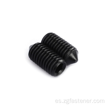 Tornillos de ajuste chapados de zinc negros de grado 4.8 con CONE Point DIN914